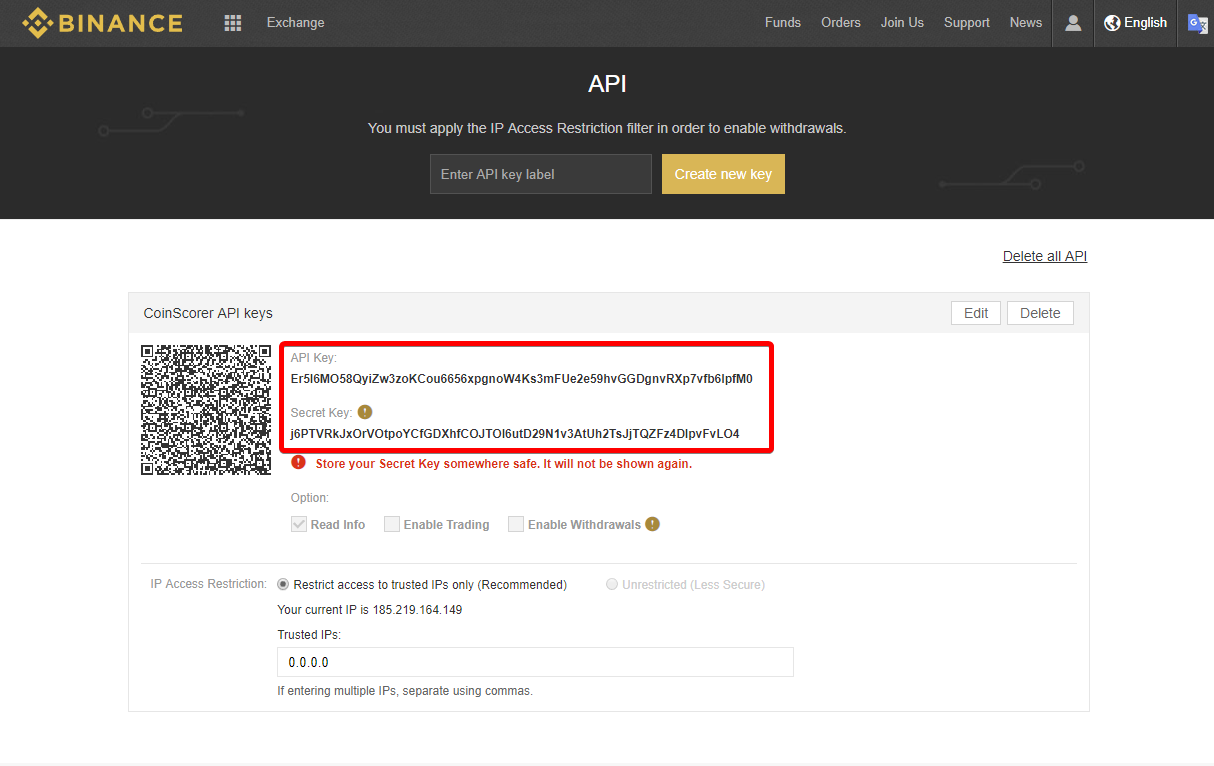 binance api key