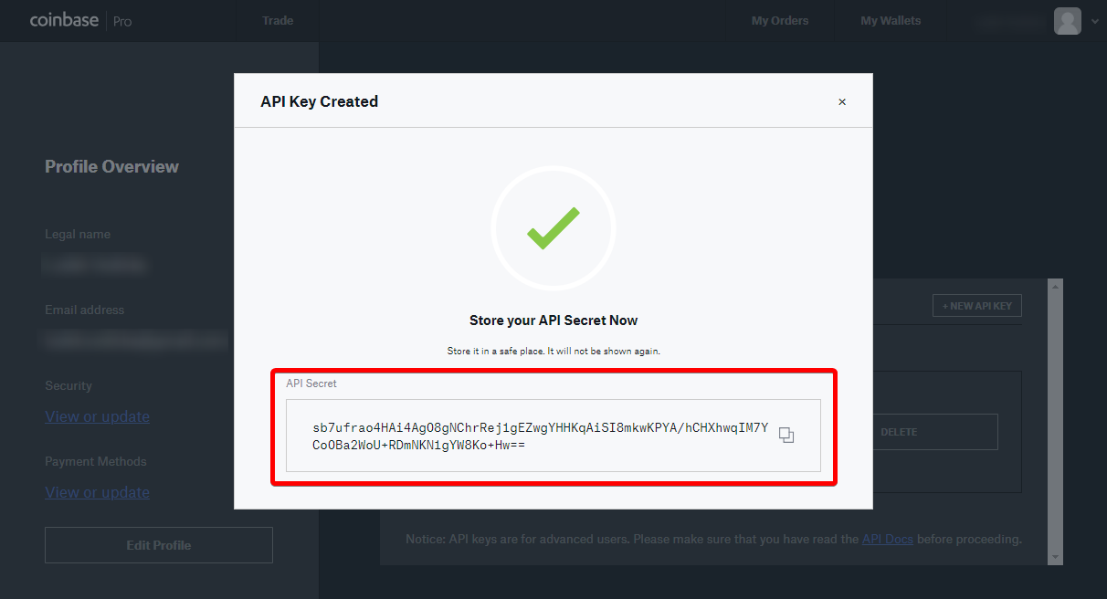 coinbase pro api secret